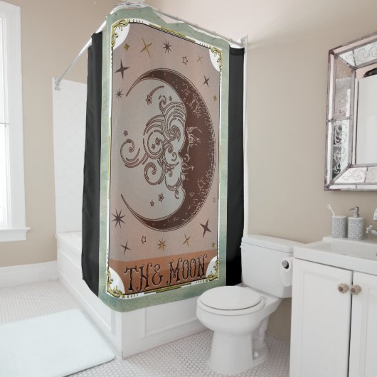 De Moon  Tarot Card Celestial Art Douchegordijn (In situ)