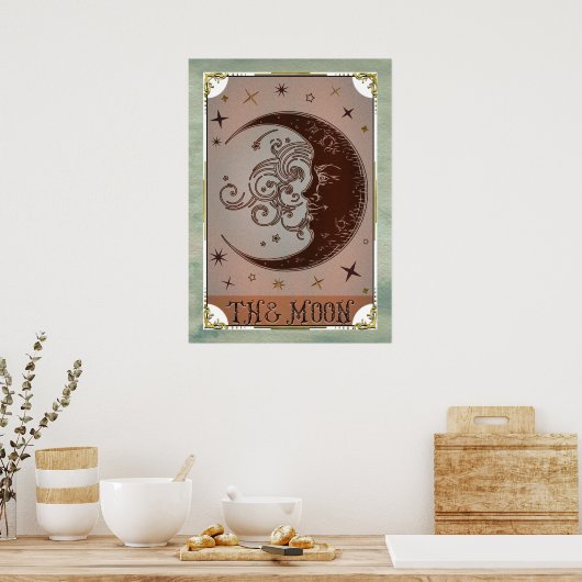 De Moon  Tarot Card Celestial Art Poster (Keuken)