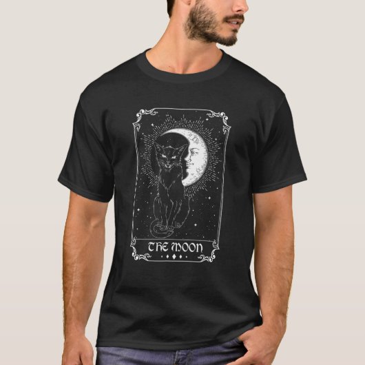 De moon Tarot Kaart Crescent Moon en Cat Heiwee T-shirt (Voorkant)