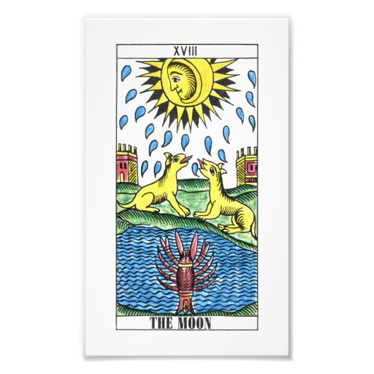 De Moon Tarot-kaart Foto Afdruk (Voorkant)