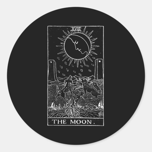 De Moon Tarot-kaart Ronde Sticker (Voorkant)