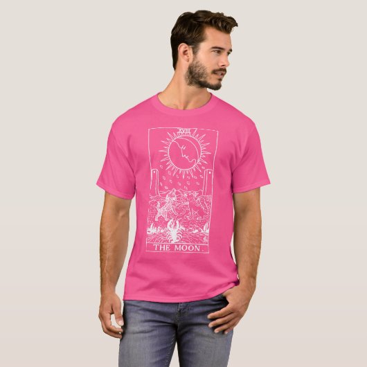De Moon Tarot Kaart T Shirt (Voorkant volledig)