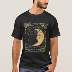 De Moon Tarot XVII geïnspireerde zwarte kat heks P T-shirt