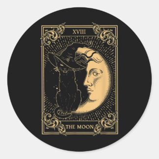 De Moon Tarot XVII is de inspiratie voor Black Cat Ronde Sticker