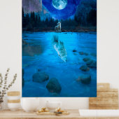 De Moon Wolf Howling bij de Moon Night Wolf Poster (Keuken)