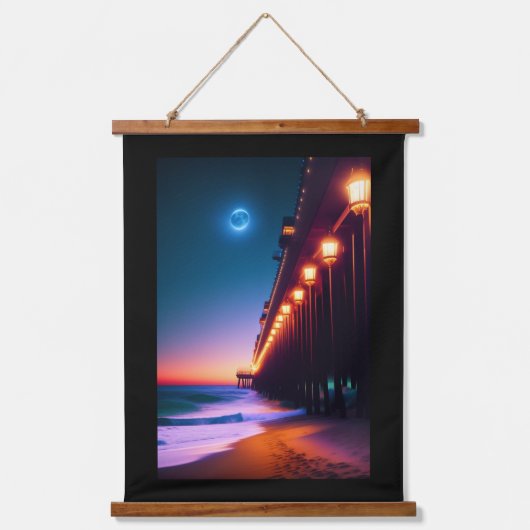 De moonlit pier hangend wandkleed (Voorkant)