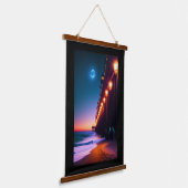 De moonlit pier hangend wandkleed (Gebogen)