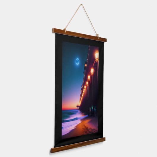 De moonlit pier hangend wandkleed (Gebogen)