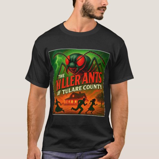 "DE MOORDENAARSMIEREN VAN TULARE COUNTY" T-SHIRT. T-SHIRT (Voorkant)