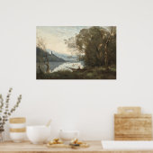 De Moored Boatman - Jean-Baptiste - Corot Fine Art Poster (Keuken)