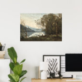 De Moored Boatman - Jean-Baptiste - Corot Fine Art Poster (Thuiskantoor)