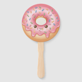 "De Moppige Donut" – Zoete en Feestelijke Illustra Handwaaier