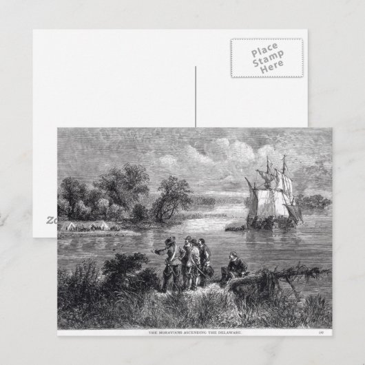 De Moravianen die de Delaware overstijgen Briefkaart (Voorkant / Achterkant)
