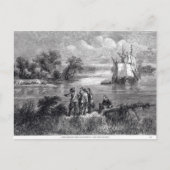 De Moravianen die de Delaware overstijgen Briefkaart (Voorkant)