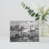 De Moravianen die de Delaware overstijgen Briefkaart (Staand voorkant)