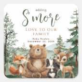 De mores van Woodland Animals baby shower Vierkante Sticker (Voorkant)