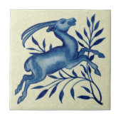 De Morgan Hand schilderde Blue Antelope Antiek Rep Tegeltje (Voorkant)
