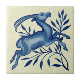 De Morgan Hand schilderde Blue Antelope Antiek Rep Tegeltje