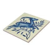 De Morgan Hand schilderde Blue Antelope Antiek Rep Tegeltje (Zijkant)