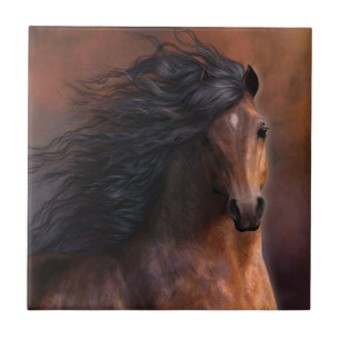 De Morgan Horse Art Tile Tegeltje
