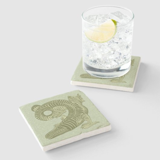 De Morgan's Alligator Marble Stone Onderzetter (Zijkant)