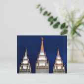 De Mormoonse Tempel van Salt Lake LDS bij Nacht Briefkaart (Staand voorkant)
