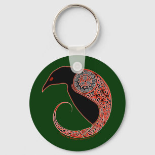 De Morrigan Celtic Raven Sleutelhanger, groen Sleutelhanger