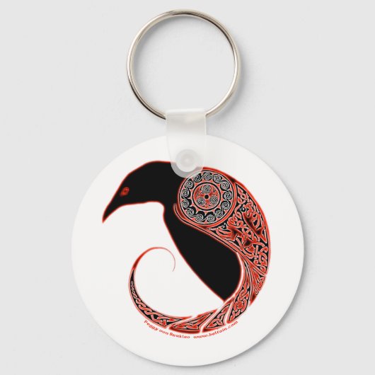 De Morrigan Celtic Raven Sleutelhanger, wit Sleutelhanger (Voorkant)