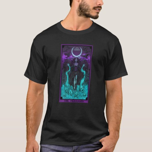 De Morrigan Death Tarot Kaart Gotische Pagan Witch T-shirt (Voorkant)