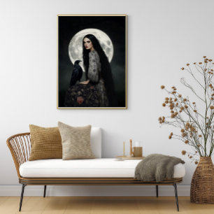 De Morrigan Godin met Raven Donkere Gotische Kunst Poster