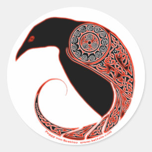 De Morrigan Keltische Raven Stickers, wit Ronde Sticker