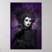 De Morrigan Paarse Black Raven Goddess Art Poster (Voorkant)