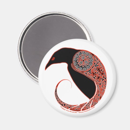 De Morrigan Raven Keltische knoopwerkmagneten Magneet (Voorkant / Achterkant)