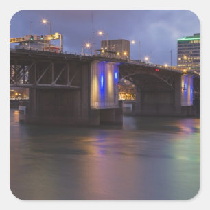 De Morrison-brug over de rivier de Willamette Vierkante Sticker