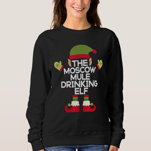 De Moskouse Mule Drink Elf Funny Kerstmis gemengd Trui (Voorkant)