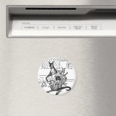 De Motherly Kangaroo  Zwart-wit Magneet (Insitu (Vaatwasser))