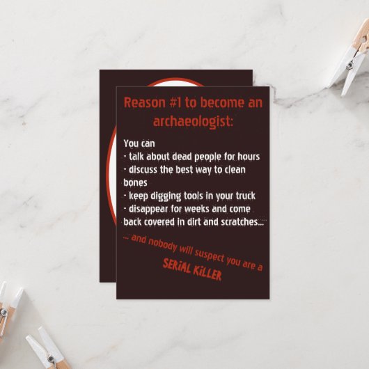 De motivatie van de boosaardige archeoloog kaart (Voorkant / Achterkant in situ)