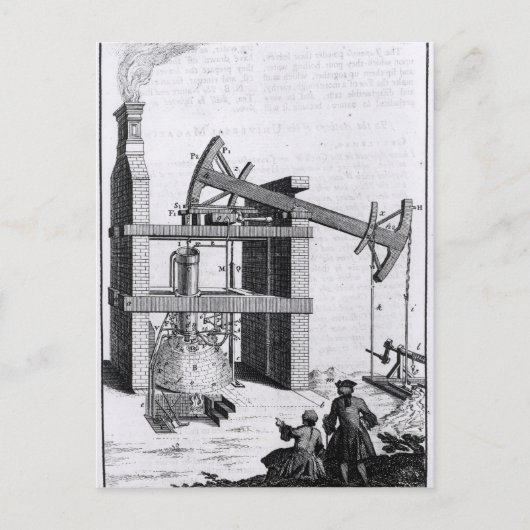 De motor om water door brand te laten stralen briefkaart (Voorkant)