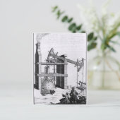 De motor om water door brand te laten stralen briefkaart (Staand voorkant)