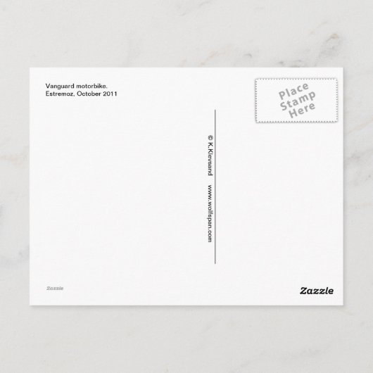 De Motorfiets van de voorhoede Briefkaart (Achterkant)