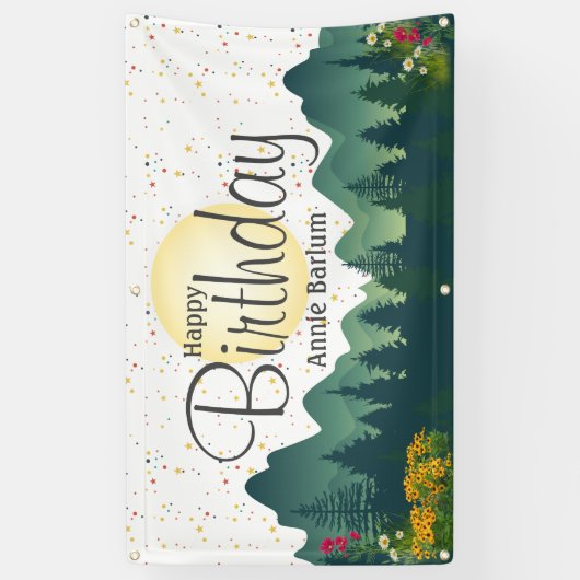 De "Mountain Escape" verjaardagsbanner Spandoek (Verticaal)