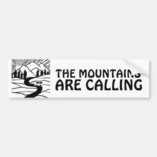 DE MOUNTAINS ROEPEN VEELEIDINGcamper RVing Bumpersticker (Voorkant)