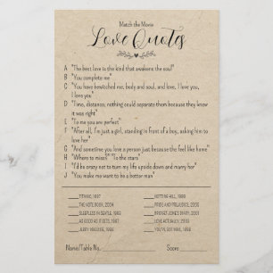De Movie Love Quotes Wedding Table Game aanpassen