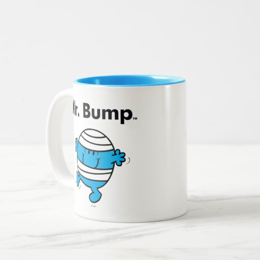 De Mr. Men | Mr. Bump is een Kluns Tweekleurige Koffiemok (Voorkant links)