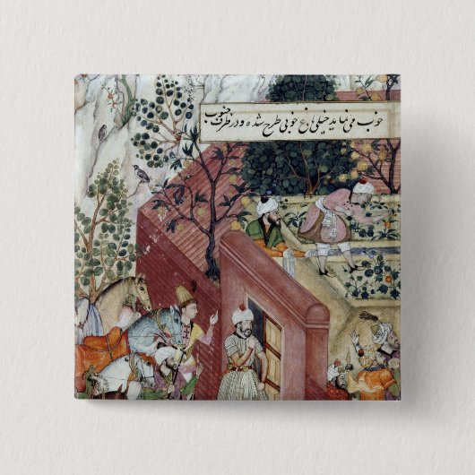 De mughal keizer Babur Vierkante Button 5,1 Cm (Voorkant)