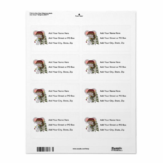 De Muis die van Kerstmis Boom verfraaien Etiket (Full Sheet)