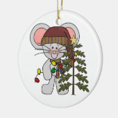 De Muis die van Kerstmis Boom verfraaien Keramisch Ornament (Links)