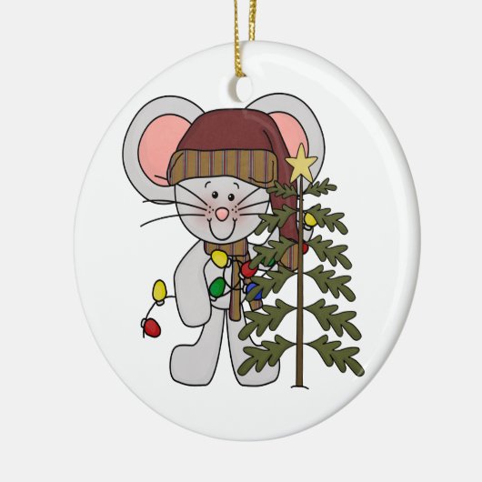 De Muis die van Kerstmis Boom verfraaien Keramisch Ornament (Links)