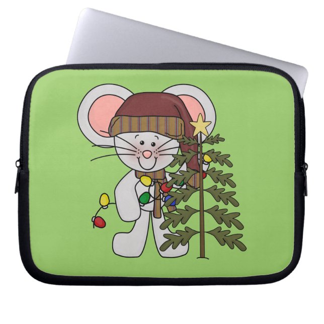 De Muis die van Kerstmis Boom verfraaien Laptop Sleeve (Voorkant)