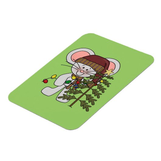 De Muis die van Kerstmis Boom verfraaien Magneet (Linkerzijde)